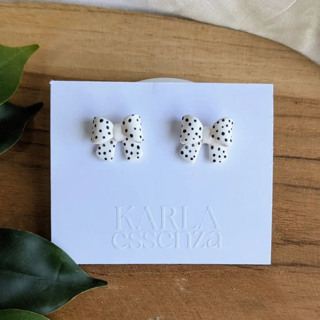 Lazo estampado (Blanco puntos negros)