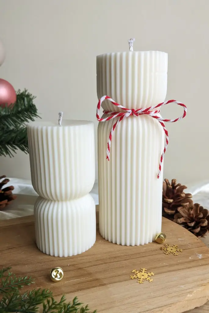 Vela pilar rayada 